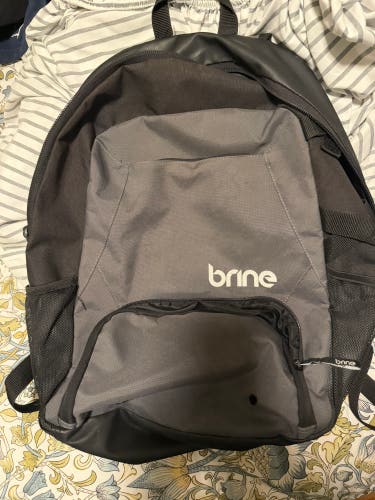 Brine Grey and Black Lacrosse Backpack with stick and water bottle holder (Used)