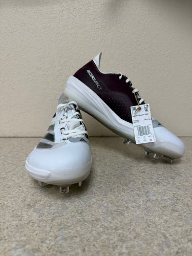 Adidas Adizero Impact Metal Baseball Cleats Men’s Size 12 Maroon White NEW