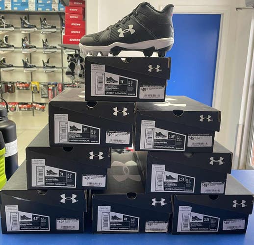 NEW! Under Armour Leadoff Mid RM Baseball Cleats - Junior