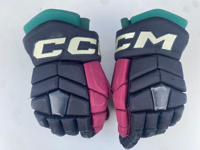CCM HGTK Tacks Pro Stock Hockey Gloves 14” Black COYOTES 47330