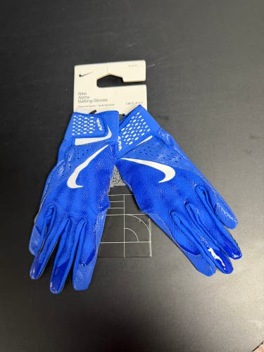 Nike Alpha Batting Gloves. Youth Medium. Blue. NEW