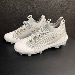 Under Armour Harper 9 Pro TPU “BH Show” Baseball Cleats Gray, Whit, & Gold Size 13 NEW