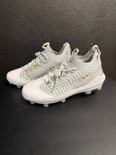 Under Armour Harper 7 “BH Show” Baseball Cleats Gray, Whit, & Gold Size 13 NEW