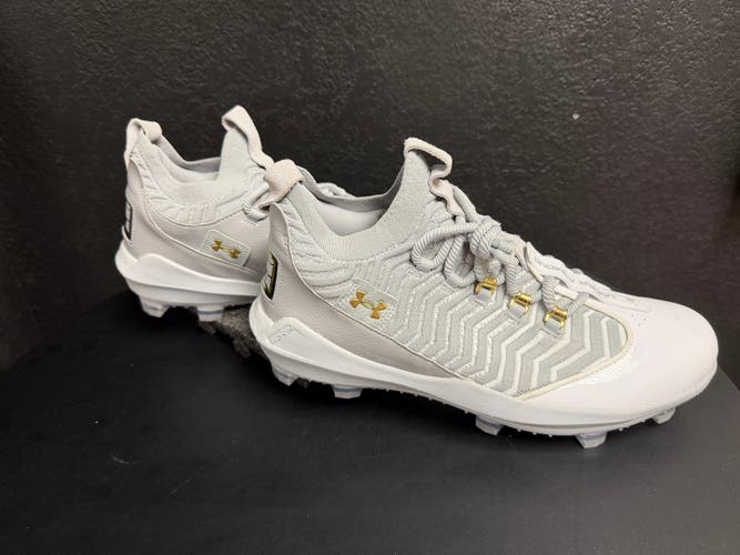 Under Armour Harper 9 Pro TPU “BH Show” Baseball Cleats Gray, Whit, & Gold Men’s Size 13 NEW
