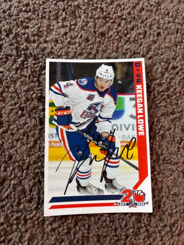 Keegan Lowe signed Bakersfield Condors card