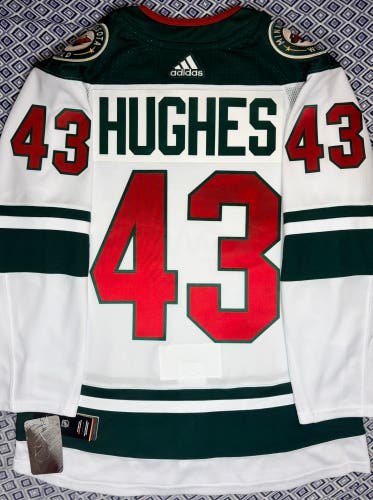 Quinn Hughes Minnesota Wild Adidas Climalite Away Jersey + TRIA Size: 50
