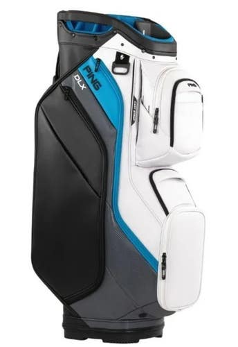 PING DLX Premium 15-Way Cart Golf Bag Color: White/Dark Gray/Blue NEW!