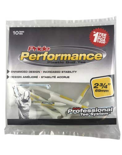 Pride Sports Professional Tee System (2 3/4" White/Yellow 10pk Plastic Tees) NEW