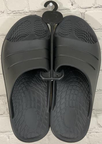 Unisex Adult Recovery Comfort Rubber Foam Slides Grooved Soles Non Slip Black