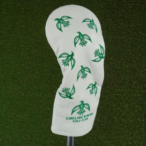 AM&E Circling Raven Golf Club Driver Headcover White / Green ~ Look!!