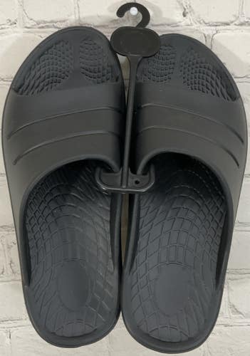 Adult Recovery Slides Comfort Foam Rubber Unisex Black Slip Resistant Bottom