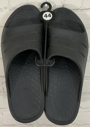 Adult Unisex Recovery Foam Rubber Slides Durable Grooved Soles Open Toed Black