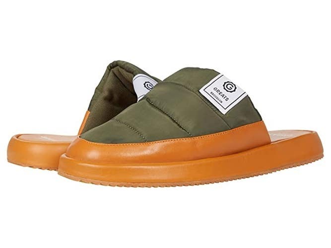 GREATS Foster Mules Men's US 4 Green Quilted Slip On Round Toe Slipper JOBB1977