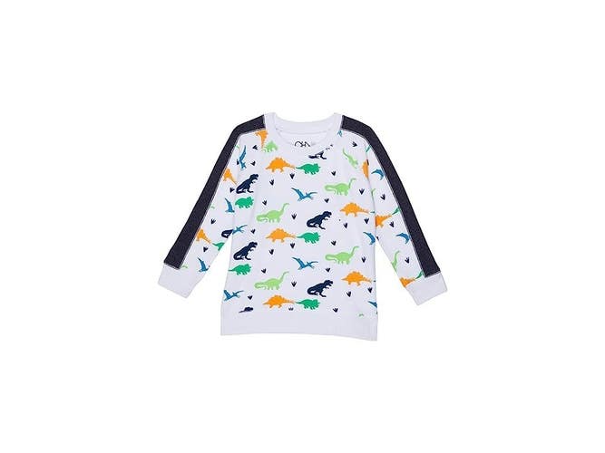 Chaser Sweatshirt Kids 10 White Dino Allover Print Long Sleeve Pullover GBO258