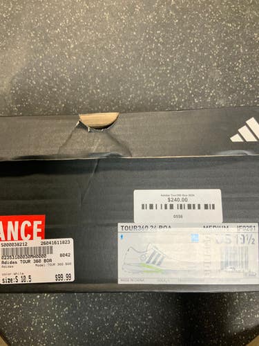 Used Adidas TOUR 360 BOA Mens Golf Shoes White Senior 10.5 11823-S000038212