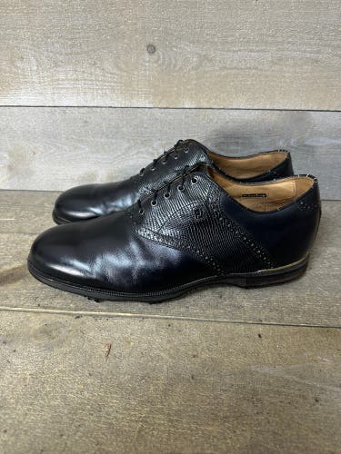 FootJoy FJ Icon Black Label Golf Shoes 12W Black Leather Lizard 52008 New Spikes