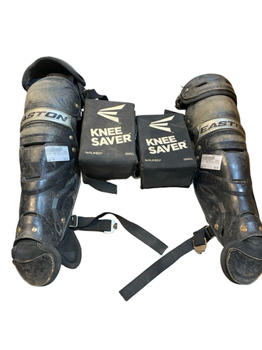 Used Easton GAMETIME 9-12 BLACK Catchers Leg Guards Black Youth 11706-S000374420