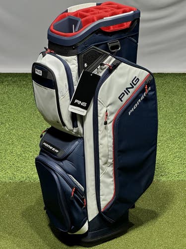 PING 2026 Pioneer 244 Cart Golf Bag 15-Way Divider Color: Navy/White/Red NEW!