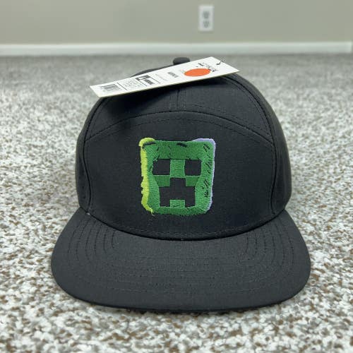 Minecraft Hat Cap Snap Back Black Creeper Panel Perforated Mens Movie Video Game