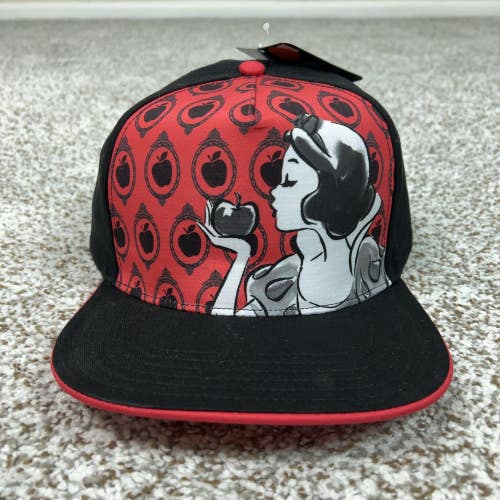 Disney Snow White Hat Cap Snap Back Black Red Embroidered Mens Movie Animated