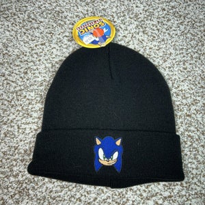 Sonic the Hedgehog Hat Beanie Black Knit Embroidered Mens One Size Sega Winter