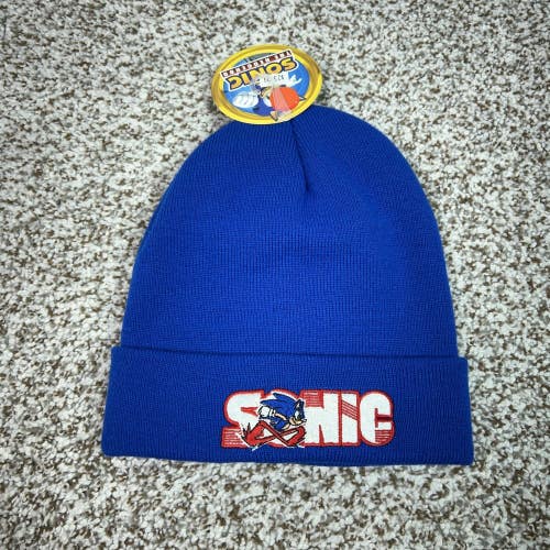 Sonic the Hedgehog Hat Beanie One Size Blue Knit Cuffed Sega Mens Video Game