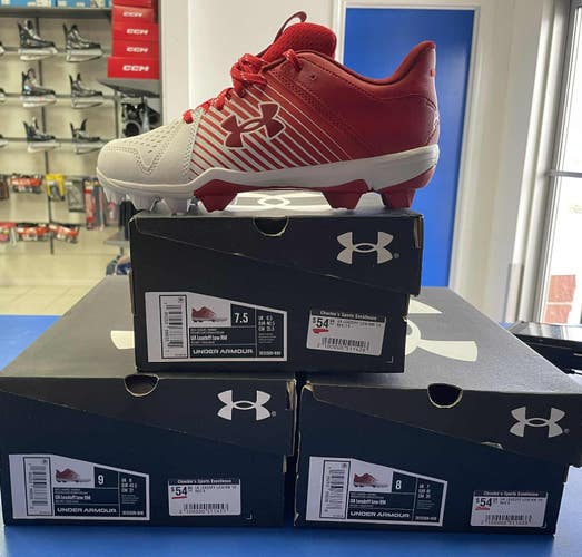NEW! Under Armour Leadoff Low RM Baseball Cleats RED
