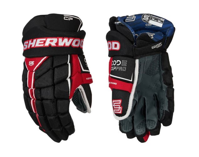 NEW Sherwood Code TMP Pro Hockey Player Gloves (Black/Red/White)