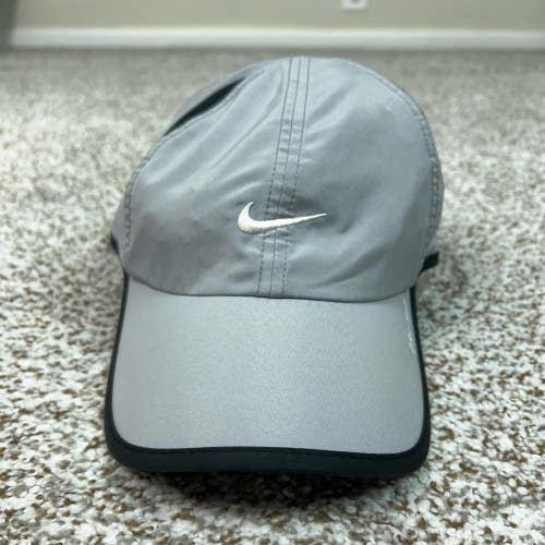 Nike Hat Cap Strap Back Mens One Size Gray Featherlight Dri-FIT Running Mesh