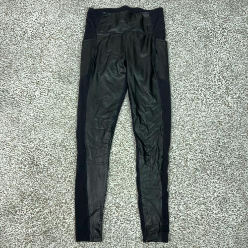Athleta Pants Womens Medium Tall Black Leggings Gleam Chaturanga Faux Leather