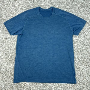 Lululemon Shirt Mens XL Blue Seamless Short Sleeve Athletic Metal Vent Tech Gym