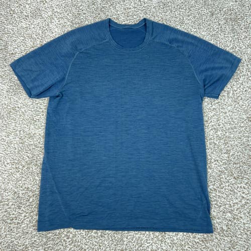 Lululemon Shirt Mens XL Blue Seamless Short Sleeve Athletic Metal Vent Tech Gym