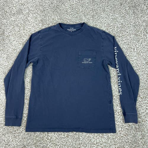 Vineyard Vines Shirt Mens Small Blue Long Sleeve Whale Logo Pocket Tee Graphic
