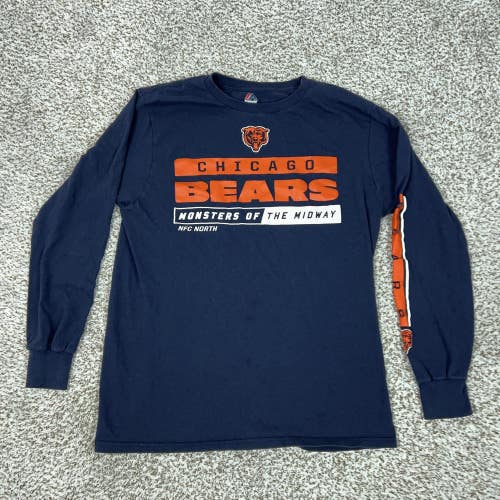 Chicago Bears Shirt Mens Medium Blue NFL Football Majestic Long Sleeve Tee T