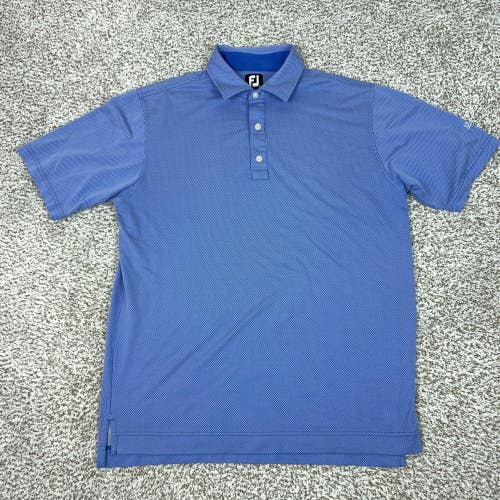 FootJoy Polo Shirt Mens Large Blue Geometric Print Golf Performance Stretch Top