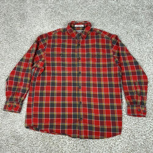 Duluth Trading Co Shirt Mens Large Red Plaid Flannel Free Swingin Relaxed Fit