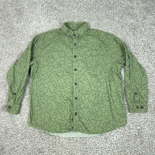 Duluth Trading Co Shirt Mens XL Green Christmas Lights Flannel Relaxed Heavy Top