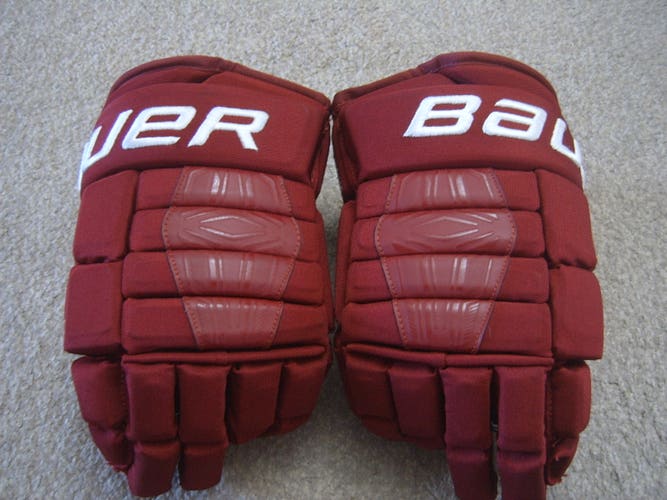 Excellent Condition Colgate University Raiders Bauer Pro Series Hockey Gloves sz 14"