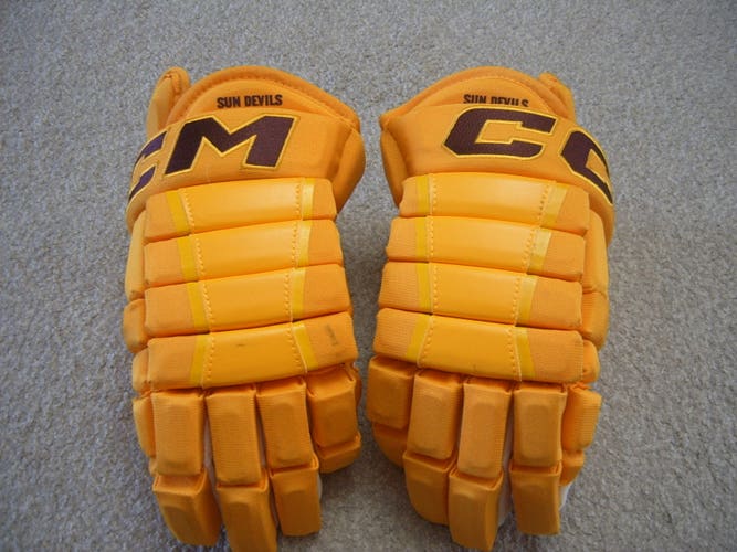 Excellent Condition Arizona State University Sun Devils CCM HG97 Hockey Gloves sz 14"
