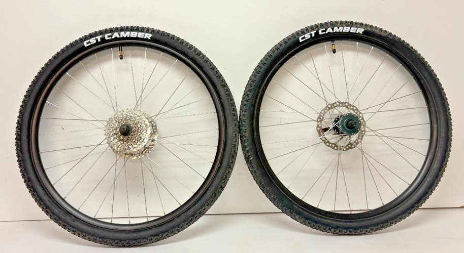 Jalco 8-Speed 32-Spoke Black Aluminum Disc Brake 26" QR Mtn Bike Wheelset +Tires