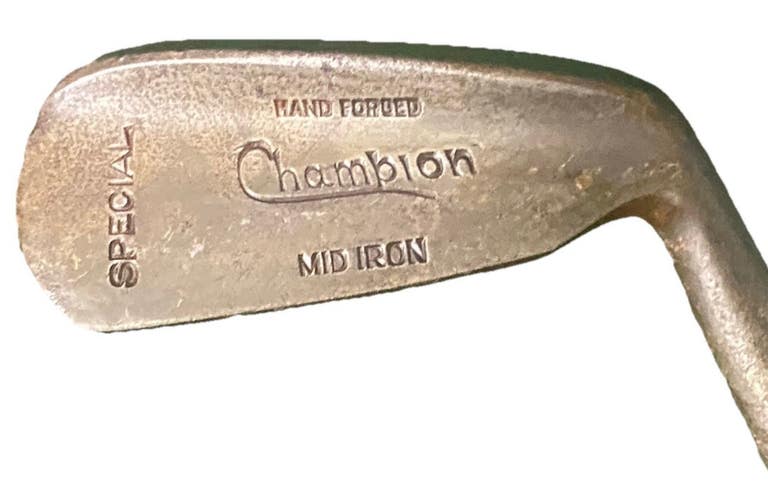 Champion Hand Forged Special Mid Iron RH Hickory Shaft 38" Vintage Leather Grip