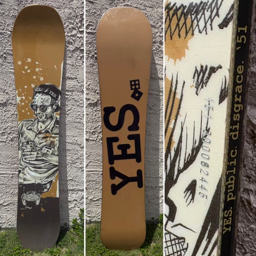 151cm Yes. Public Disgrace Snowboard  (rode once for a competition)