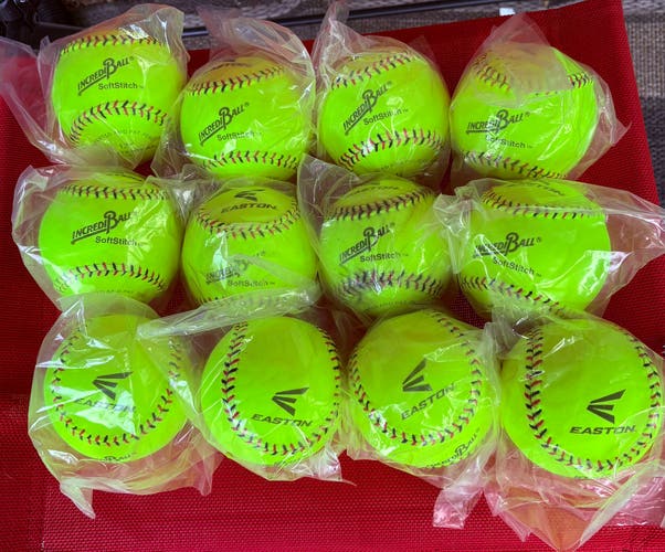 Easton 12 inch IncrediBall Softstich Softball 12 Pack (1 Dozen) (New)