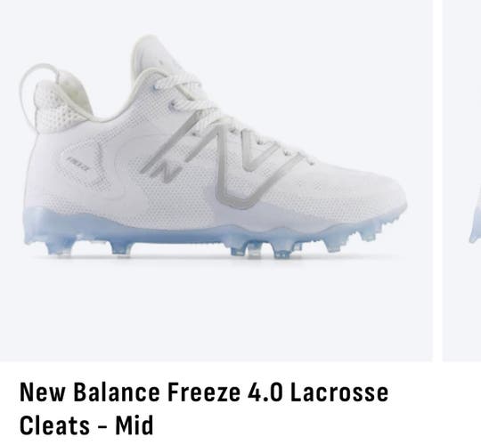 White Unisex 4.5Y (Big Kids / Youth) Youth New Balance Freeze 4.0 Mid Top Molded Cleats (Used)