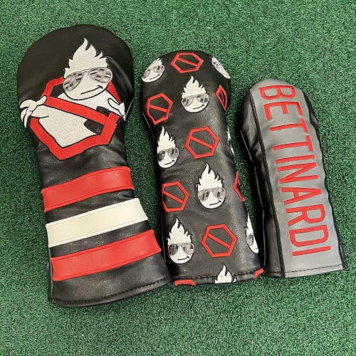 Bettinardi Ghostbusters Wood Head Cover Set of 3 Black/White/Red Leather