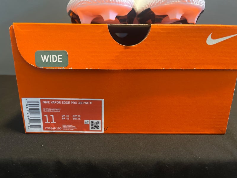 Men's Size M 11.0 (W 12.0) Nike Vapor edge pro 360 Mid Top Molded Cleats (New)White/Black-White