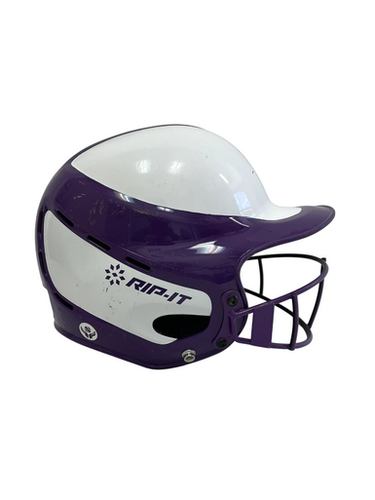 Used RIP-IT HELMET W/ MASK Batting Helmet w/Mask White And Purple S/M 11692-S000149331