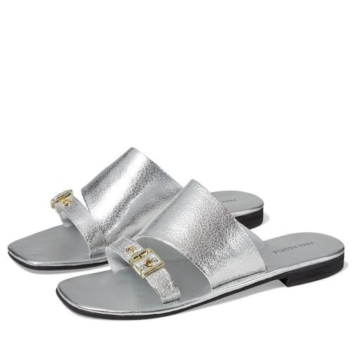 Free People Mila Minimal Sandals Women's Silver Leather Slip-On Slide NCZ48