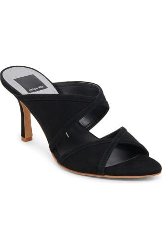 Dolce Vita Mandel Sandals Womens 8.5 Black Suede Pointed Toe Stiletto Heel NCZ39