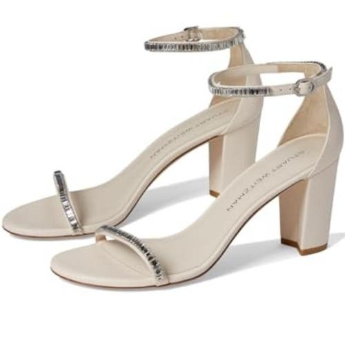 Stuart Weitzman Nearlynude Stefanie Sandals Women's White Ankle Strap NCZ64